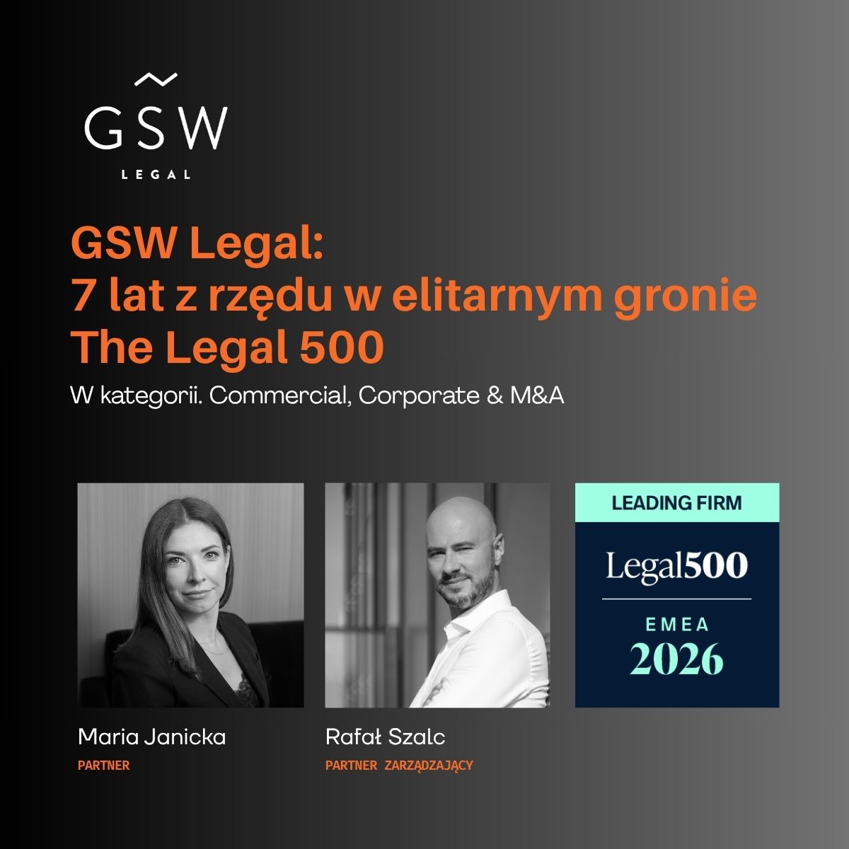 GSW Legal: 8 lat z&nbsp;rzędu w&nbsp;elitarnym gronie The Legal 500
